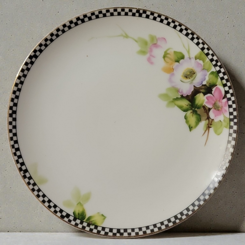 Vtg Noritake China Hand Painted Floral Gold Dessert Salad Side Plate 7 5/8"